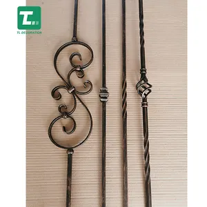 Indoor Trap Baluster Trap Leuningen Spindel Holle Pijp Ijzer Balusters Smeedijzeren Scroll En Mand Balusters Orb Kleur