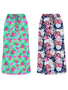 SWEET BABE Falda informal de verano con cintura ajustable y estampado floral y de flamencos para mujer, talla grande - Product Image 5