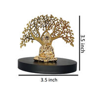 Sculpture d'Idole de Ganesha Arbre Doré Premium, Faite à la Main en Acier Inoxydable, pour Mariage, Temple, Espace de Méditation, Décoration Vastu