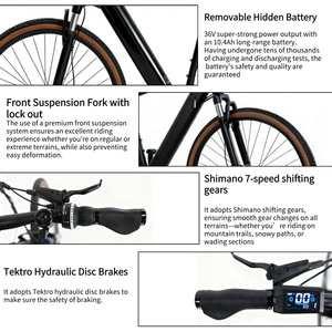 Vélo électrique adulte Y700 250W, vélo de route électrique 36V10.4Ah avec capteur de couple, certifié CE15194, autonomie de 83,2 km - Product Image 6