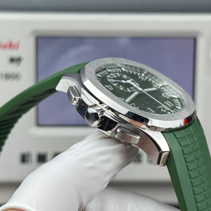 <span class=keywords><strong>Montre</strong></span> de luxe pour hommes, cadran vert kaki, boîtier plaqué or blanc, chronographe <span class=keywords><strong>automatique</strong></span>, bracelet en caoutchouc, <span class=keywords><strong>montre</strong></span>-bracelet de Sport, 42.2mm - Product Image 5