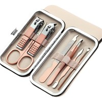 Trousse de Manucure Pédicure Professionnelle 18 en 1 Or Rose, Outils Ongles et Orteils, Kit de Voyage