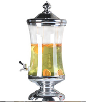 Grand distributeur de boissons en verre avec robinet en acier inoxydable et couvercle en verre
