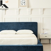 Sommier moderne pour lit double, robuste, réglable, avec revêtement en tissu, montage facile, silencieux, noir
