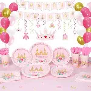 Princess Theme Birthday Party Decoration Girls Favor Party Supplies Paper Cup Plate Tableware