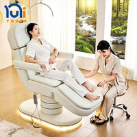 Table de massage électrique pour soins esthétiques avec lumière LED, 3 moteurs, lit de beauté inclinable pour salon de beauté
