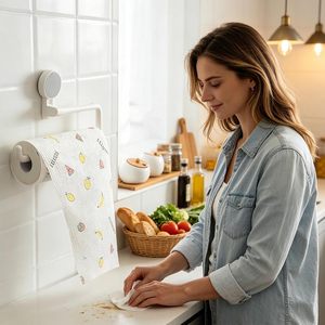 Rollos de Papel de Cocina Gruesos Desechables, Paños de Limpieza Reutilizables Impresos, No Tejidos, para Uso Húmedo y Seco, Fáciles de Limpiar - Product Image 4