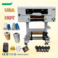 Printer Stiker UV DTF Lebar 300mm, Printer Transfer UV Film AB, Platform Hisap Vakum untuk Stiker Kristal Logo Kustom
