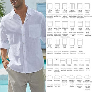 Camicie da <span class=keywords><strong>Uomo</strong></span> OEM Casual con Colletto Rovesciato <span class=keywords><strong>a</strong></span> <span class=keywords><strong>Righe</strong></span> Maniche Lunghe Business Casual con Bottoni in <span class=keywords><strong>Lino</strong></span> Tinta Unita - Product Image 4