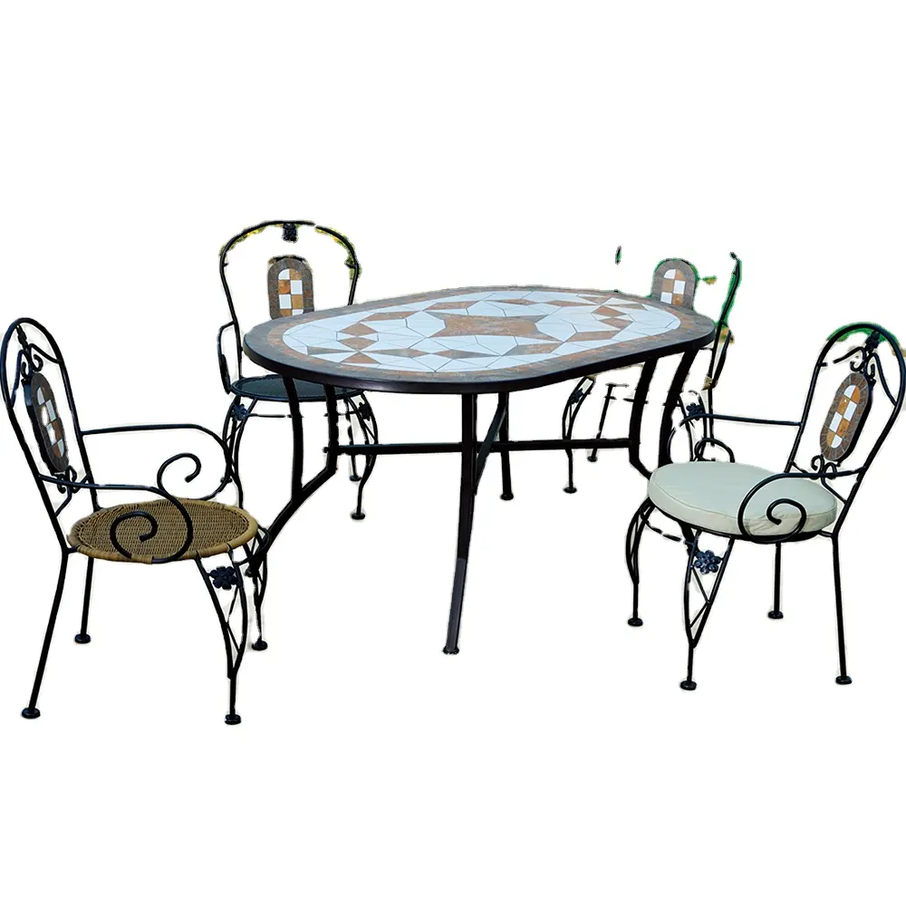 Großhandel Garden Use Mosaic 5-stück Dinning Set Backyard Furniture Patio
