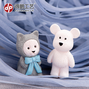 Figurines de dessin animé ours et chat en PVC, mini décorations pour affichage sur bureau - Product Image 1