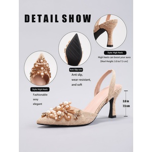 Sandales de mariage de luxe pour femmes, style européen et américain, à talons hauts, à bout pointu, scintillantes, pour l'été et l'extérieur - Product Image 4