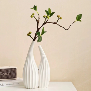 Creative Ceramic Art Vase <strong>Combination</strong> Black and White Set Simulation Flower Living Room Flower Arrangement Desktop Ornaments - Product Image 2