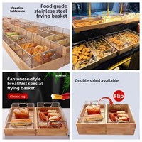 Présentoir Commercial pour Buffet d'Hôtel, en Acier Inoxydable Argenté/Marron, pour Aliments Frits, Panier à Fruits et Pains, Plateau de Présentation Ouvert pour Ustensiles