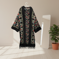 Abaya longue brodée pour femmes, en tissu doux imitation cachemire, avec personnalisation