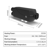 Schnellheizender Split-Typ 2KW Diesel-Standheizer 12/24V Dual Brushless Luftheizung für Van, LKW, Wohnmobil, Camping und Raumheizung