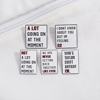 30 style métal artisanat usine personnaliser drôle noir et blanc boîte de dialogue anglais courte phrase alliage broche broches