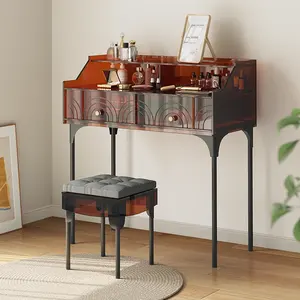 Italian Light Luxury Modern Minimalist Transparent Small Household Desk Integrated Acrylic Dressing Table For Bedroom