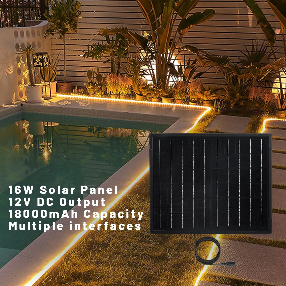 Заводская солнечная панель, 16 Вт, 12 В, встроенная батарея 66,6 Вт · ч, 5521 разъем постоянного тока, солнечная панель для газонных светильников или кормушек для домашних животных и т. д.