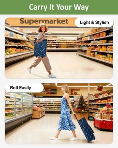 Portable Foldable <b>Trolley</b> Shopping Cart Bag Reusable Rolling Shopping Bag 2 Wheels for Supermarket <b>Vegetables</b> Made Durable - Product Image 6