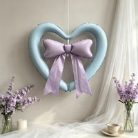 Ballon en Mylar Cœur Creux Couleur Macaron avec Nœud, Ballon Cœur Ouvert Pastel pour la Saint-Valentin, Mariage, Décoration de Douche Nuptiale