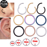 Anneaux de nez segmentés en titane ASTM-F136 de couleur arc-en-ciel Getta, pour piercing de septum