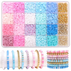 Kit de fabrication de bijoux avec 3600 perles plates circulaires en argile polymère de 24 couleurs mélangées, pour bracelets et colliers, Jibaizhao Third - Product Image 1