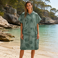 Serviette de bain à séchage rapide en microfibre, peignoir à capuche, poncho de surf pour la plage, le bain, le changement de combinaison de plongée, impression personnalisée