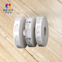 Rouleau d'étiquette en taffetas de nylon lavable Matériau d'étiquette d'entretien durable pour l'étiquetage des vêtements