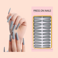 Ongles artificiels réutilisables en ABS, design long et luxueux, à la mode, avec colle, personnalisables, à presser