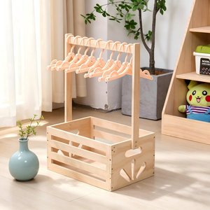 <strong>Wooden</strong> Baby Shower Crate Closet , Baby Storage Nursery Crate <strong>Hamper</strong> with Handle, <strong>Gift</strong> <strong>Basket</strong> for Baby Nursery Excluding Hangers - Product Image 4