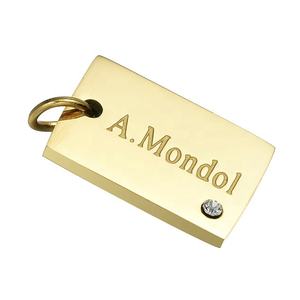 ป้ายโลหะสแตนเลสสองด้านจาก Yiwu Aceon ชุบทอง 14k ประดับเพชร CZ สำหรับเครื่องประดับ ป้ายชื่อแบรนด์ขนาดเล็ก - Product Image 2