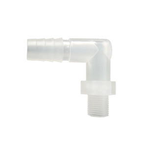 Conector de manguera de plástico transparente para acuarios, conector de codo para acuario, rosca macho de 3/8 pulgadas, 4mm de diámetro - Product Image 1