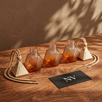 Diffuseur de parfum pour voiture en verre ambré dégradé de 8 ml avec couvercle en bois, pendentif suspendu et bouchon à vis