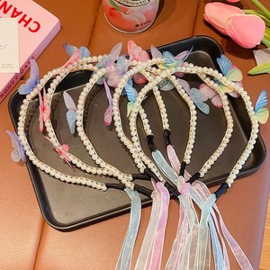 Diadema de mariposa con perlas, accesorio para el cabello de princesa para niños, <span class=keywords><strong>cinta</strong></span> de estilo forestal para niñas, adorno para la <span class=keywords><strong>cabeza</strong></span> de 12cm - Product Image 2