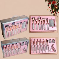 Bestseller – Ensemble de 22 pinceaux de maquillage à manche en bois orné de diamants, poils en nylon, avec bandeau et recourbe-cils