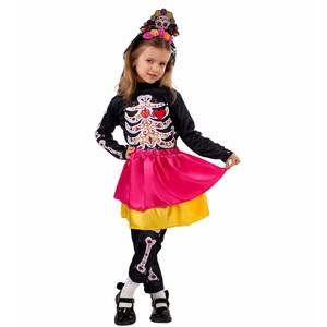 Disfraz <span class=keywords><strong>de</strong></span> Halloween del <span class=keywords><strong>Día</strong></span> <span class=keywords><strong>de</strong></span> <span class=keywords><strong>los</strong></span> <span class=keywords><strong>Muertos</strong></span> para Niños, Disfraz <span class=keywords><strong>de</strong></span> Esqueleto Mexicano, Vestido <span class=keywords><strong>de</strong></span> Calavera para Niña, Tocado para Fiesta <span class=keywords><strong>de</strong></span> Disfraces <span class=keywords><strong>de</strong></span> Halloween - Product Image 3