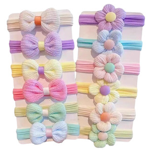 Attaches pour cheveux pour enfants, bandeaux élastiques à nœud floral pour filles, accessoires pour cheveux décontractés, design bicolore - Product Image 5