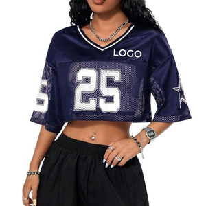 Y2K Street Fashion Wear Crop Top Maillot de football américain à manches 3/4 Maillot Rugy pour pom-pom girl ou fête - Product Image 3