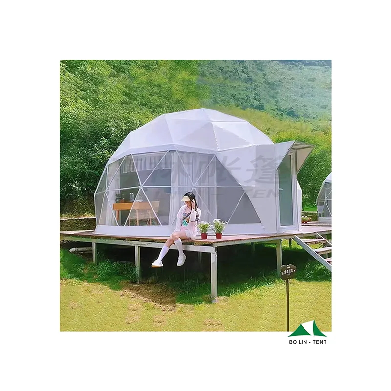 Bolin Luxo de alta qualidade 5M 6M 7M 8M Diâmetro Reutilizável Tenda transparente Hotel 4 Pessoas Exposição Cúpula Tendas
