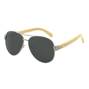 Солнцезащитные очки унисекс с легкой металлической оправой и деревянными дужками, защита от УФ-излучения UV400, модные, с двойной перемычкой, для активного отдыха и вождения - Product Image 1