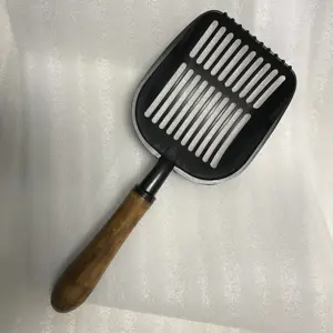 Metallo Gatto Lettiera Scoop con Antiaderente Pala, di Grandi Dimensioni Scooper con Lungo Manico In Legno Massello