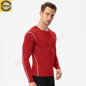 Maglietta sportiva da corsa bianca grigia personalizzata che fa Jogging per Fitness Gym collant a maniche lunghe a strati di Base felpa da <span class=keywords><strong>uomo</strong></span> - Product Image 4