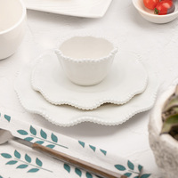 Service de vaisselle en mélamine de luxe avec assiettes à motifs de perles, style nordique rond, pour restaurants, hôtels et complexes hôteliers