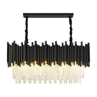 Luxe Creative Villa Restaurant K9 Lustre En Cristal Rectangulaire Post Moderne LED Noir Or Hôtel Projet Pendentif Lumière