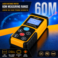 Télémètre laser 60m ±1,5mm avec écran LCD rétroéclairé pour la mesure indirecte de la distance, de la surface et du volume, idéal pour la rénovation, l'immobilier, le revêtement de sol et le carrelage