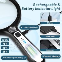 10X 30x Large Handheld Lighted Magnifier with 13 LED Lights 3 Mode Rechargeable for Seniors Reading & Close Work