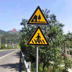 Blue <strong>Reflective</strong> Aluminum Traffic Signs Board 1.5 Thickness <strong>Triangle</strong> and Arrow Safety <strong>Sign</strong> for Roadway Usage - Product Image 4