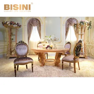豪华法国新古典主义 Roze 木雕圆形餐桌为 4 人/欧洲宫殿优雅的餐厅家具