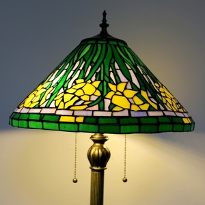 LongHuiJing Tiffany 16-Inch Stained Glass LED Traditional Standing Floor <b>Lamp</b> E26/E27 <b>Base</b> Adjustable Height for Home Decoration - Product Image 1
